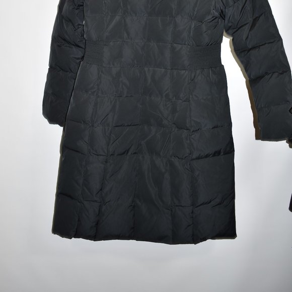 $300 COLE HAAN Puffer Zip Bib Insert Hooded Down parka coat Jacket black L - Picture 11 of 13